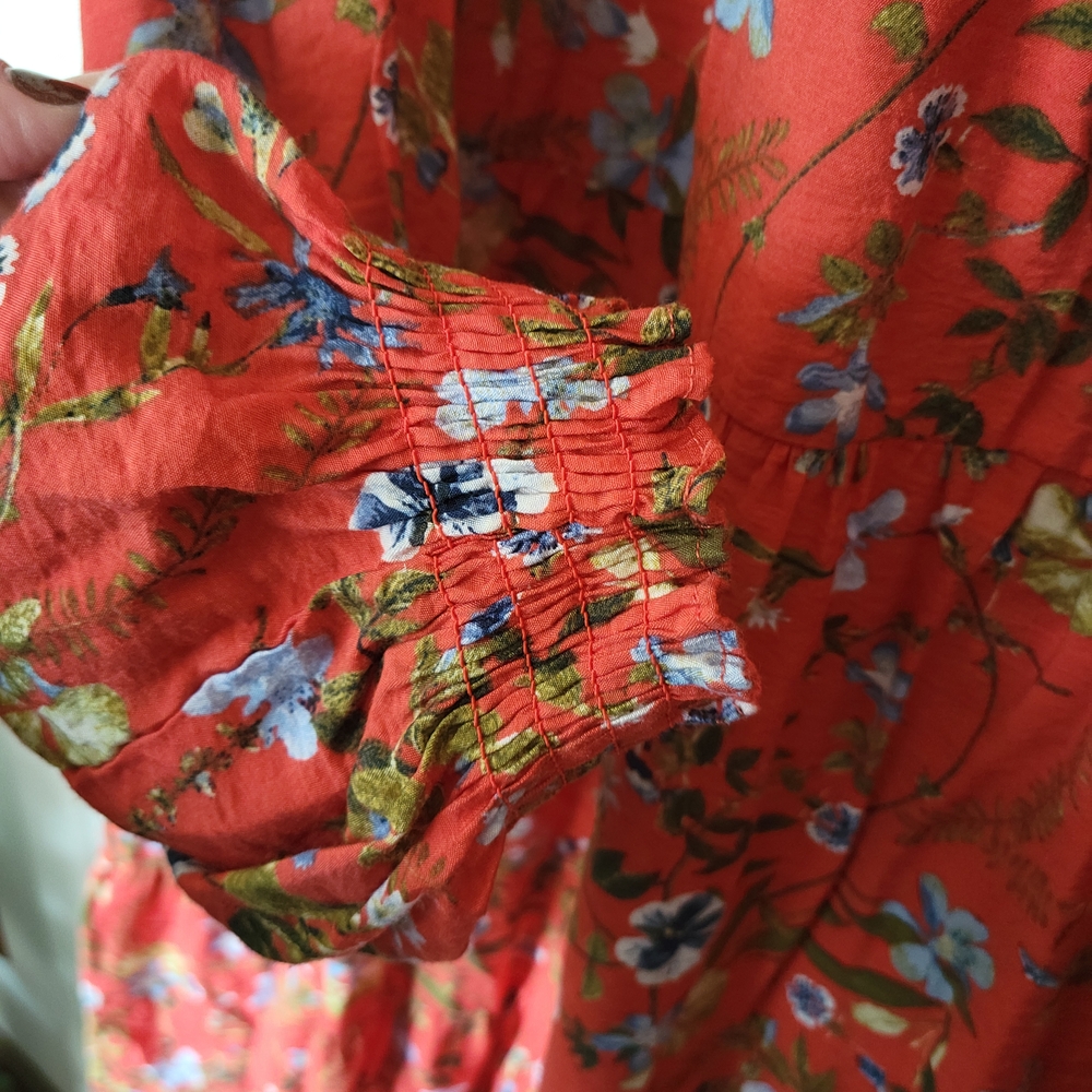 Terra & Sky Orange Floral Dress 24/26 - Picture 8 of 8